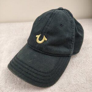 TRUE RELIGION Hat Strapack Adjustable Black Embroidered Logo Dad Cap 100% Cotton